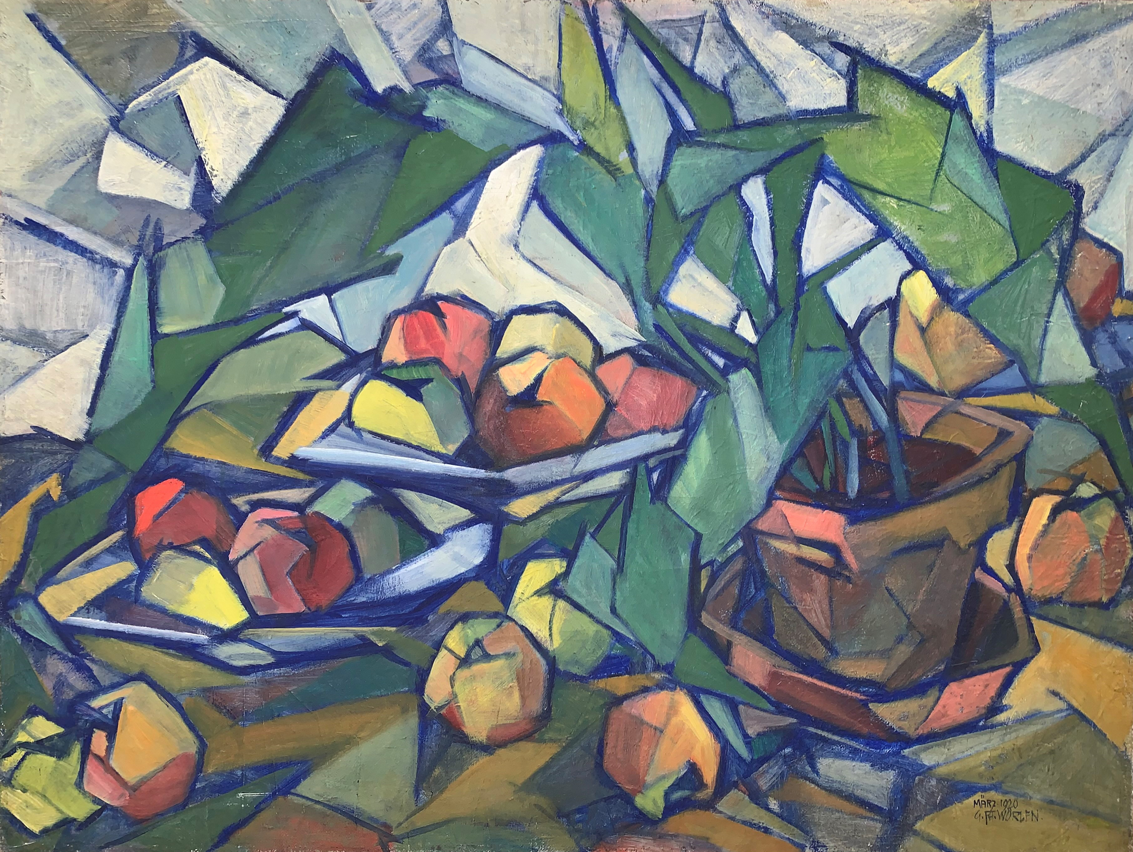 Georg Philipp Wörlen, Stillleben mit Blumentopf und Fruchtschalen, März 1920, Öl auf Leinwand, Stiftung Wörlen, Passau © Foto MMK Passau